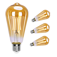 aigostar st64  bombilla edison estilo vintage bombilla led e27 casquillo gordo 4w equivalente a 38w bombilla de filamento led blanco calido 2200k angulo de haz 280 no regulable pack 4 uds