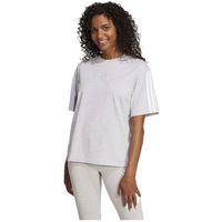 adidas tops y camisetas t-shirt essentials 3 stripes gris coton para mujer