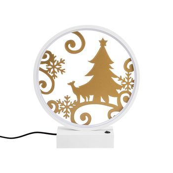 Lámpara De Mesa Xmas11 Oro Blanco Metal Diámetro 30x30 Cm