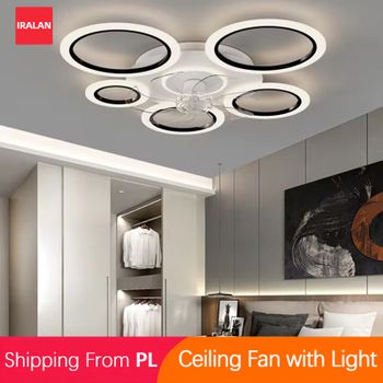 Ventilador de Techo con Lámpara, Acrílico, Inteligente, de 5 Aspas, para Decorar la Sala de Estar, Restaurante, Hogar, con Luz LED