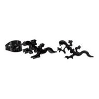 pendientes de acero salamandra negra