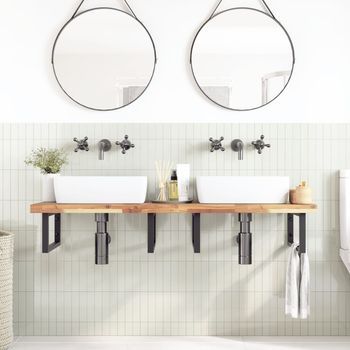 Encimera Tocador Baño Madera Acacia Sin Tratar 160x50x4 Cm