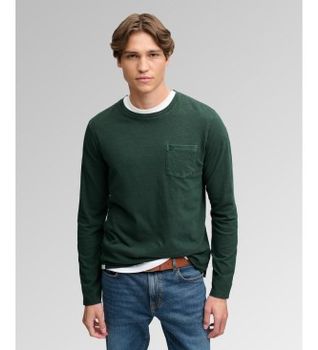 Superdry para hombre. M6010964A Camiseta manga larga con bolsillo verde (XXL), Casual, Algodón