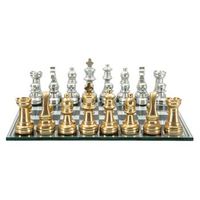 juego de ajedrez de resina blanca negra y dorada 505x505x14 cm