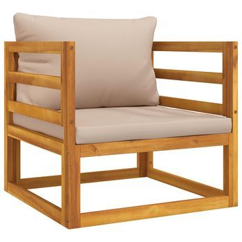 Sillón De Jardín Madera Maciza Acacia Con Cojines Gris Taupe Vidaxl