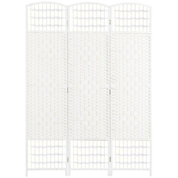 HOMCOM Biombo Separador de Ambientes de 3 Paneles Plegable de Cuerda de Papel 120x170cm Decoración para Dormitorio Salón Blanco   Aosom España