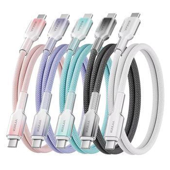 Cable KUULAA PD60W USB-C a USB-C PD3.0 Carga rápida Transmisión de datos Núcleo de cobre niquelado engrosado 1.2M/2M lar