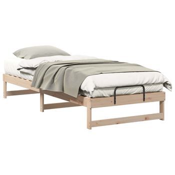 Estructura De Cama Marrón 100 X 220 Cm Madera De Pino Macizo Vidaxl