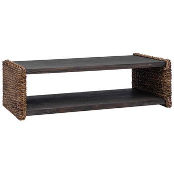 Mesa De Café - Mesa De Centro - Mesa Baja Natural 110 X 55 X 35 Cm Madera De Caoba Sólida