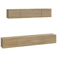 set de muebles para tv 4 pzas madera contrachapada roble sonoma vidaxl