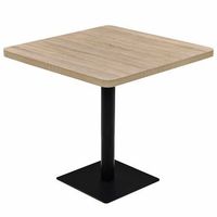 mesa bar bistro mdf y acero cuadrada color roble 80x80x75 cm vidaxl