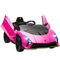 aiyaplay coche electrico infantil lamborghini autentica 12v con mando a distancia faros bocina arranque suave y musica mp3 rosa   aosom espana
