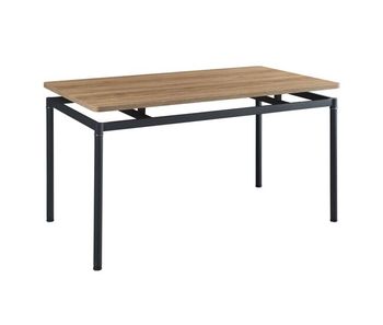 Mesa de comedor hemnes rectangular 6 personas acero mdf 140x80x75 cm - efecto roble negro [en.casa]