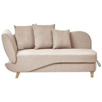 chaise longue de tela con cojines espacio de almacenamiento izquierdo marron claro meri ii