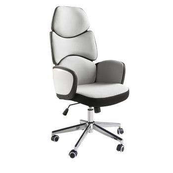 Silla Oficina Giratoria Tela Gris Claro Y Pvc Blanco Brillo Angel Cerdá 4142 64x69x118