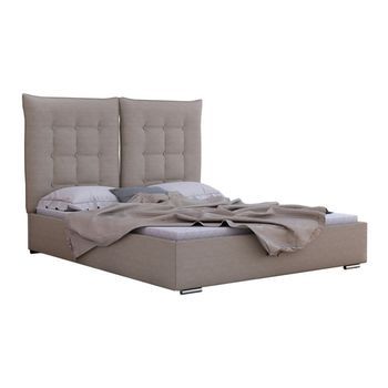 Cama Florence 104, Doble, De Color Marrón Claro, Tapiz, 155x214x128cm