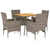 set de comedor jardin 5 piezas  mueble de jardin con cojines ratan pe acacia gris