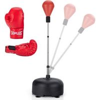 saco de boxeo set de 140-158 cm de altura ajustable saco de boxeo costway 48 x 48 x 158 cm rojo