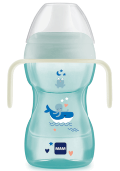 MAM Vaso de Aprendizaje Antiderrames Day&Night +8 Meses Azul 270 ml