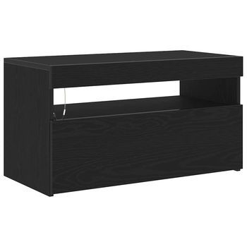 Gabinete De Tv Negro 75 X 35 X 40 Cm Madera Contrachapada