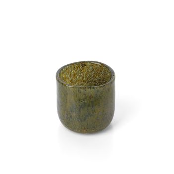Portavelas de vidrio en verde oliva 9x9x9 cm