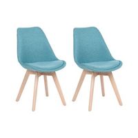 conjunto de 2 sillas de comedor tapizado de tela patas de madera maciza azul oscuro dakota ii