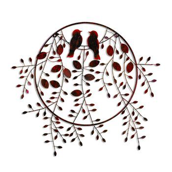 Decoración Pared De Metal Love Of Birds Multicolor 86x75 Cm