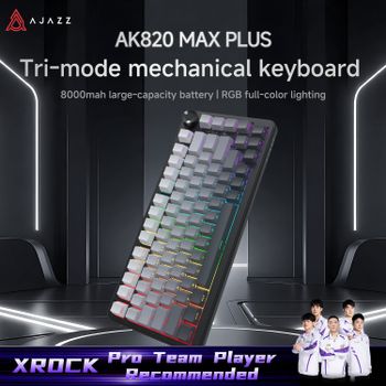 Teclado Mecánico para Juegos AJAZZ AK820MAX PLUS de Triple Modo (Cableado/2.4G/Bluetooth Inalámbrico) con Teclas ABS, 82 Teclas Intercambiables en Caliente