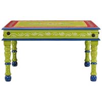 mesa de centromesa auxiliarmesita de centro madera maciza de mango verde pintada a mano