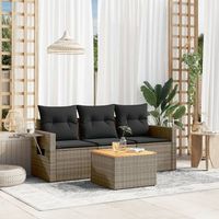conjunto de sofas de jardin 4 uds  mueble jardin mesa y sillas y cojines ratan sintetico gris cfw788148