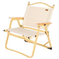 silla camping plegable baja con bolsillo 47x42x62 cm crema