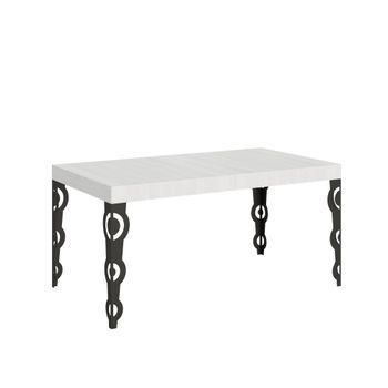 Mesa Extensible 80x160/244 Cm Karamay Fresno Blanco Estructura Antracita