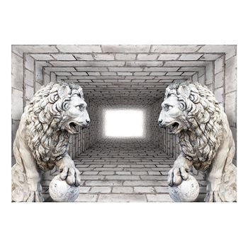 Papel Pintado 3d - Leones De Piedra (400x280 Cm)