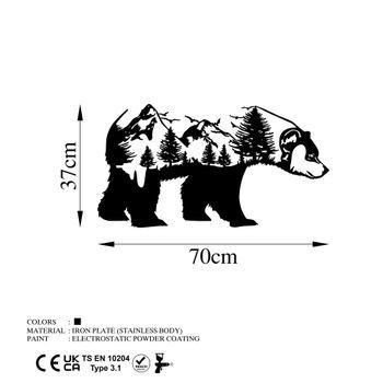 Decoración Pared De Metal Bear Of The Forest Negro 70x37 Cm