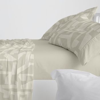 Juego De Sábanas 50% Algodón Étnico Geométrico Cama De 180 Cm Color Azul Acero Burrito Blanco