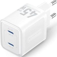 cargador de pared gan vention fefw0-eu 2xusb-c 45w blanco