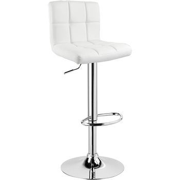 Taburete De Bar De Piel Sintética,con Asiento Acolchado Cómodo,altura Regulable 38 X 43 X 92 Cm,blanco,woltu