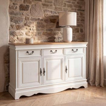 Aparador de pino y MDF crema de 131 cm