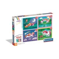 puzzle 4 en 1 a day with unicorns clementoni 12 16 20 y 24 piezas