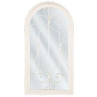 espejo de pared vintage de metal forma de ventana blanco crema efecto envejecido campel