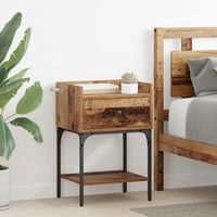 mesita de noche - mueble de dormitorio - madera de ingenieria - madera vieja 40x29x60cm