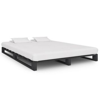 Estructura De Cama De Palets Madera Maciza Pino Gris 120x200 Cm Vidaxl