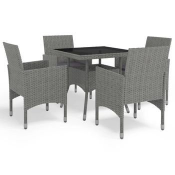 Muebles De Jardín 5 Piezas Ratán Sintético Y Vidrio Gris Vidaxl