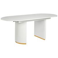 mesa de comedor ovalada extensible con hoja mariposa tablero brillante estilo glamuroso blanco dulverton