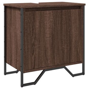 Armario Lavabo Baño | Mueble De Baño Madera Ingeniería Marrón Roble 60x35x60 Cm