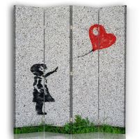 legendarte - biombo globo del amor - separador de ambientes para interiores cm 145x170 4 paneles