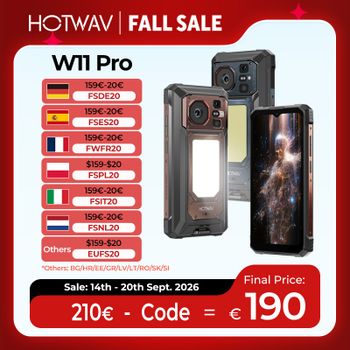 HOTWAV 2026 Nuevo W11 Pro, teléfono móvil resistente con batería de 20800 mAh, procesador de ocho núcleos, pantalla FHD+ de 6,6 pulgadas y 120 Hz, carga rápida de 33 W, 6 GB de RAM, 256 GB de ROM, luz