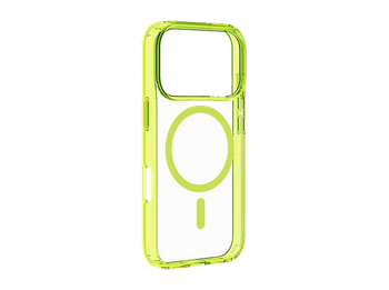 Funda móvil - CellularLine ICONIC MAG, Para iPhone 17 Pro, Ultrarresistente, MagSafe, Lima y Transparente