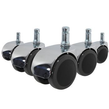 5 X Ruedas De Diseño Rolo Lux Para Suelos Duros 11 Mm / 50 Mm Cromado Hjh Office