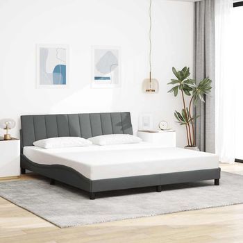 Cama Matrimonial | Cama Para Adultos | Cama Sin Colchón De Tela Gris Oscuro 180x200 Cm Cfw815521